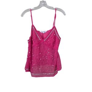 Live 4 Truth Hot Pink Sequin Beaded V-Neck Cami Top Medium